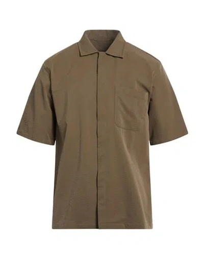 Herno Man Shirt Military Green Size 44 Polyester In Brown