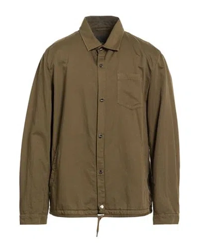Herno Man Shirt Military Green Size 46 Cotton, Linen