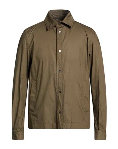 Herno Man Shirt Military Green Size 48 Cotton, Elastane