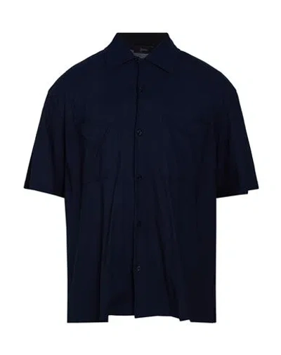 Herno Man Shirt Navy Size 40 Cotton In Blue