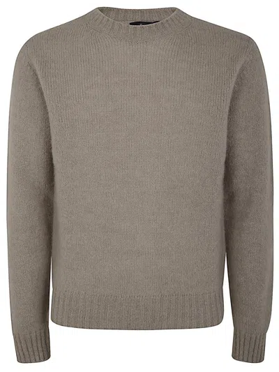 Herno Ribbed Crew Neck Sweater With Soft Texture In Multicolor