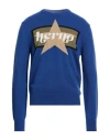 Herno Man Sweater Blue Size 40 Wool In Blue