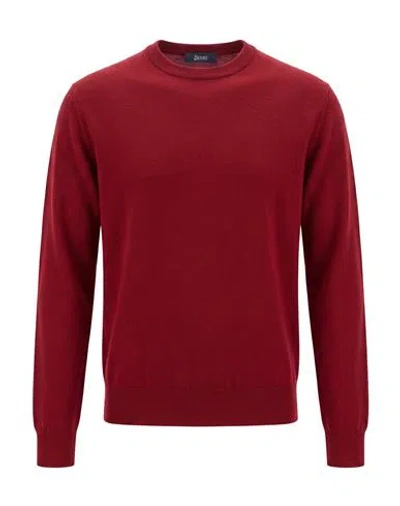 Herno Man Sweater Brick Size 40 Virgin Wool In Red