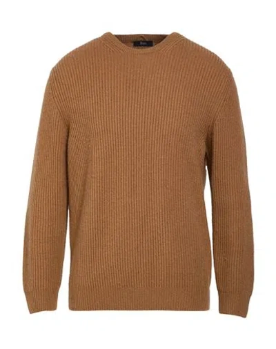 Herno Man Sweater Camel Size 40 Wool, Cashmere In Brown