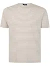 Herno Men's Round Neck Short Sleeve Striped Sweater In Dove