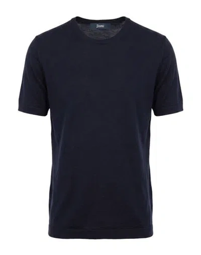 Herno Man Sweater Navy Size 50 Virgin Wool, Silk In Blue