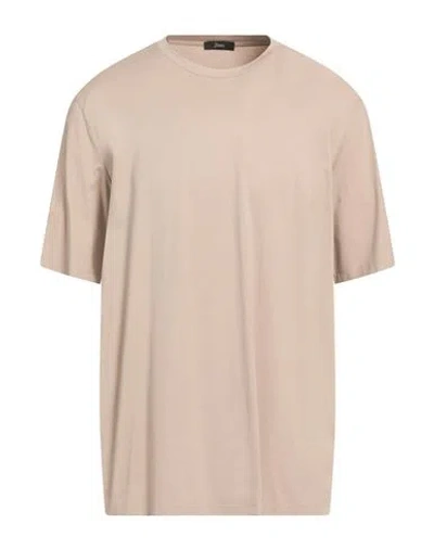 Herno Man T-shirt Beige Size 48 Cotton, Elastane In Neutral