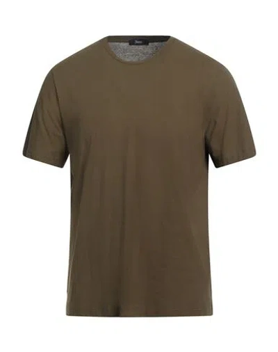Herno Man T-shirt Military Green Size 38 Cotton In Green