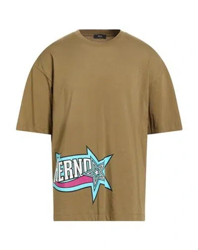 Herno Man T-shirt Military Green Size 40 Cotton