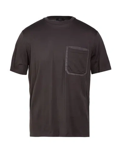 Herno Man T-shirt Charcoal Size 40 Cotton In Black