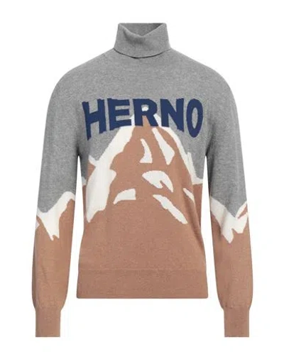 Herno Man Turtleneck Camel Size 40 Virgin Wool, Cashmere In Beige