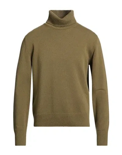 Herno Man Turtleneck Military Green Size 46 Wool In Brown