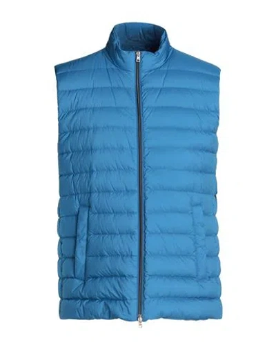 Herno Man Vest Azure Size 40 Polyamide In Blue