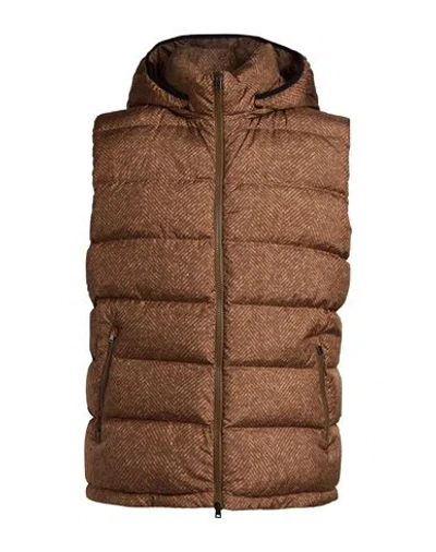Herno Man Vest Brown Size 38 Polyamide