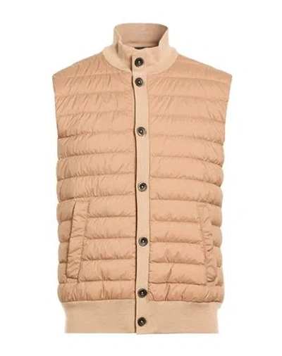 Herno Man Vest Camel Size 50 Virgin Wool, Silk In Brown