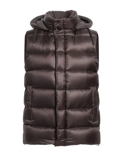 Herno Man Vest Chocolate Brown Size 40 Polyamide, Recycled Wool