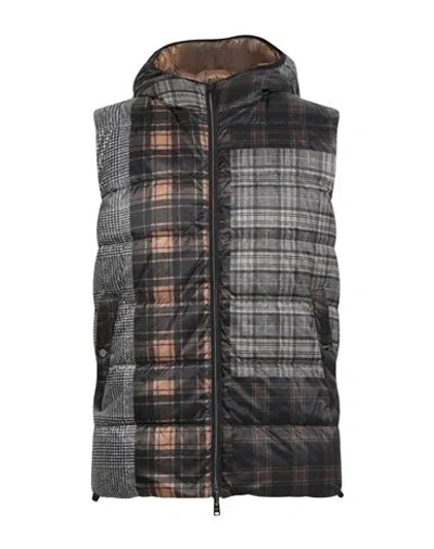 Herno Man Vest Dark Brown Size 40 Polyester In Black