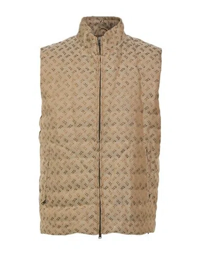 Herno Man Vest Khaki Size 44 Polyester, Cotton In Neutral