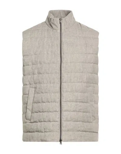Herno Man Vest Light Grey Size 48 Linen In Brown