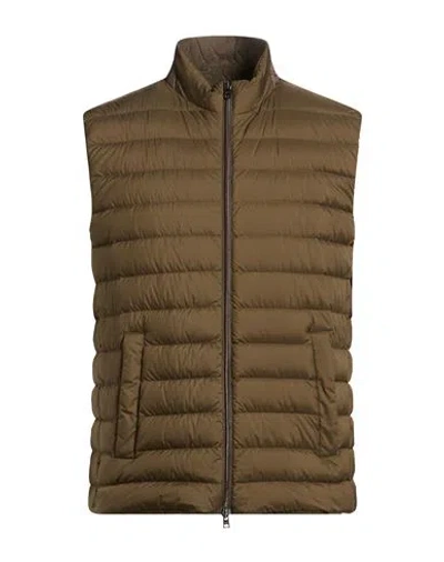 Herno Man Vest Military Green Size 40 Polyamide, Polyurethane Coated, Polyester, Cotton In Brown
