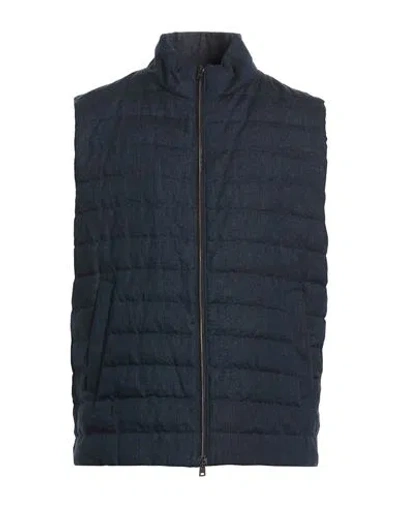 Herno Man Vest Navy Size 50 Linen In Blue