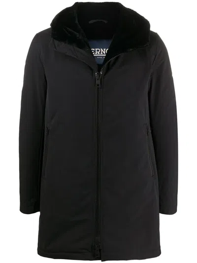 Herno Short Hooded Coat In Black