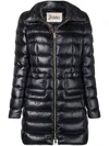 Herno Womans Maria Black Quilted Nylon Long Down Jacket In Black