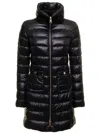 Herno Black Puffer Jacket With Horizontal Quilting And High Collar In Black