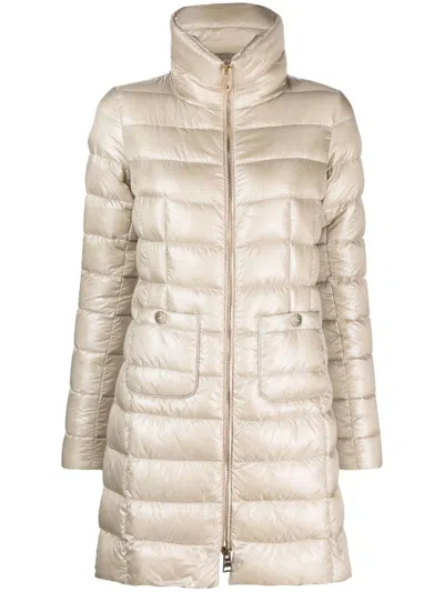 Herno Maria Quilted Coat In Neutrals