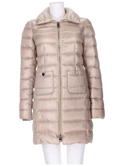 Herno Maria Quilted Long Polyamide Down Jacket In Neutral