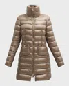 Herno Maria Water-resistant Ultralight Nylon Long Puffer Jacket In Light Pastel Brown