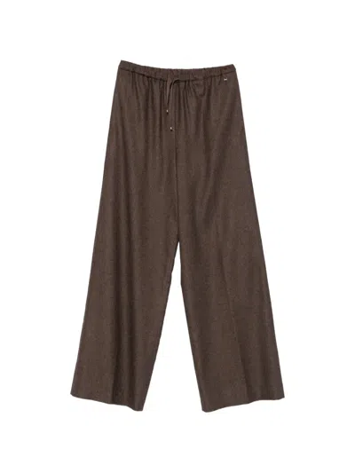 Herno Marl-effect Wide-leg Trousers In Brown