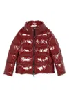 Herno Cropped Red Puffer Jacket With High Structured Collar In Burgundy