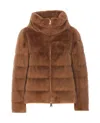 Herno Faux Fur Teddy Jacket In Camel In Marrone