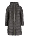 Herno Matilde Grey Down Jacket With Mock Neck And Two Front Welt Pockets With Button In Tech Fabric Woman In Black