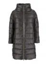 Herno Matilde Grey Down Jacket With Mock Neck And Two Front Welt Pockets With Button In Tech Fabric Woman In Black