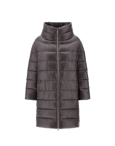 Herno Lightweight Long Sleeve Puffer Jacket For Women In Brown