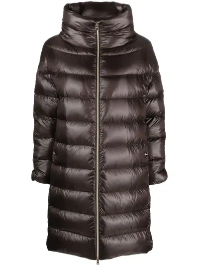 Herno Matilde Funnel-neck Padded Coat In Brown