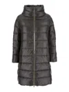 Herno Matilde Grey Down Jacket With Mock Neck And Two Front Welt Pockets With Button In Tech Fabric Woman In Black