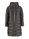 Herno Matilde Grey Down Jacket With Mock Neck And Two Front Welt Pockets With Button In Tech Fabric Woman In Black