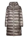 Herno Matilde Grey Down Jacket With Mock Neck And Two Front Welt Pockets With Button In Tech Fabric Woman In Silver