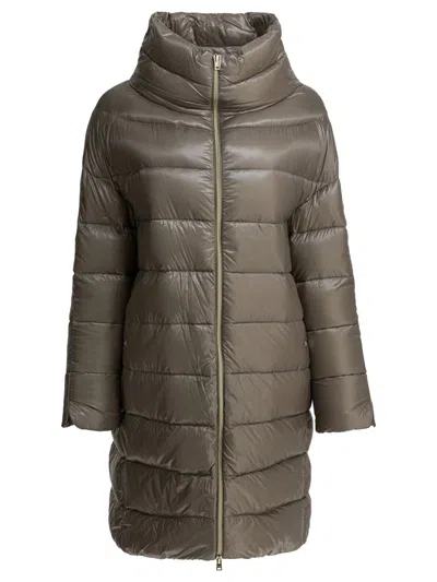 Herno Dove Grey Nylon Down Jacket In Brown