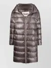 Herno Matilde Long Down Jacket High Collar In Brown
