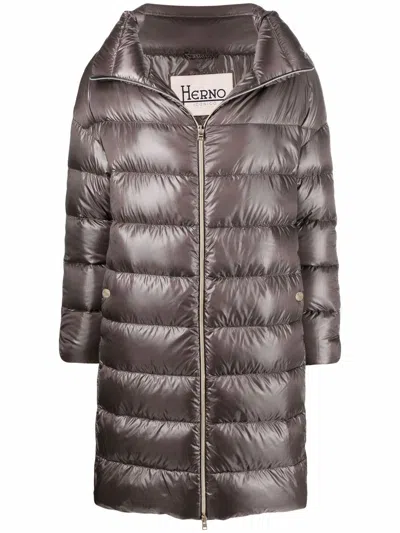 Herno Matilde Midi Down Jacket In Brown