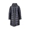 Herno Long Jacket In Satin And Lady Alternative Fur In Blue
