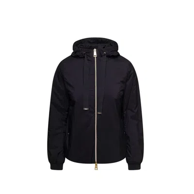 HERNO HERNO MATT BLACK HOODED BOMBER JACKET