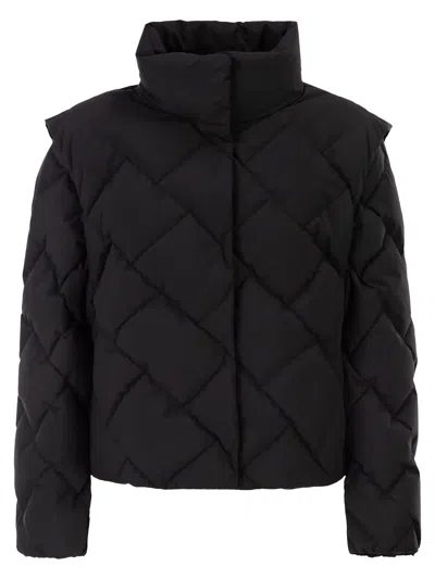 Herno Matt Nylon Down Jacket With Detachable Sleeves In Animal Print