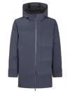 Herno Matte Blue Padded Jacket With Down Filling And Striped Quilting In Blue