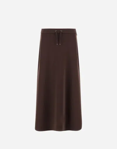 Herno Skirt In Matt Crepe Satin In Brown