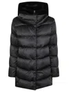 Herno Matte Finish Quilted Down Coat With High Collar In Black